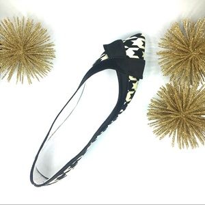 NWT Houndstooth Satin Bow Block Heels Pointed Toe